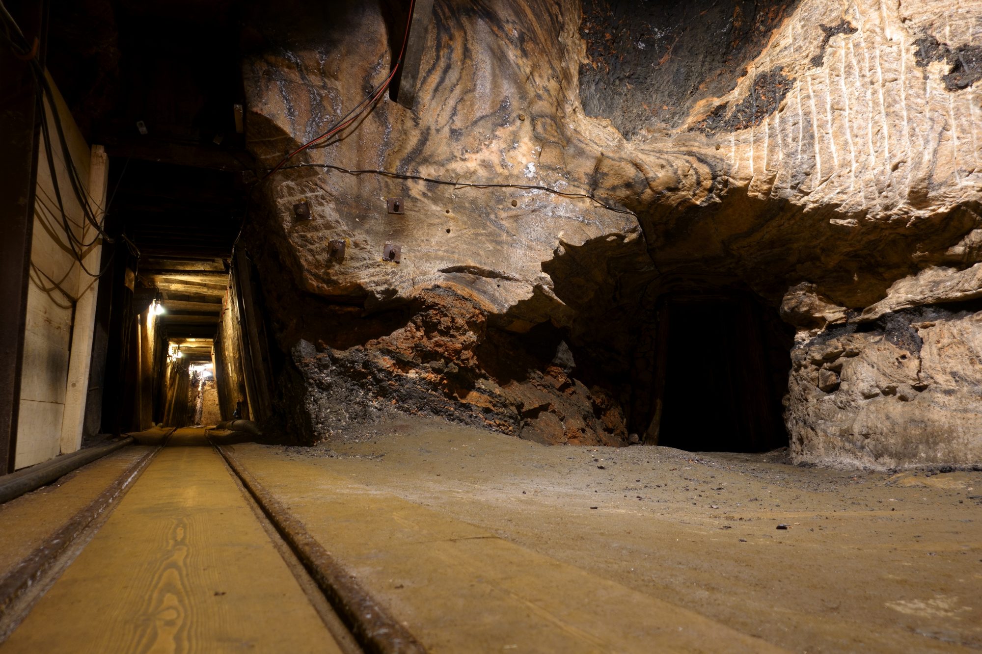 A haulage tunnel in the Altaussee salt mine.